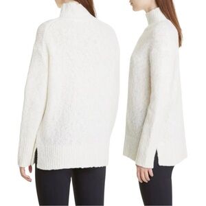 Vince Off White Nubby Wool Blend Mock Neck Sweater XS Classy Preppy